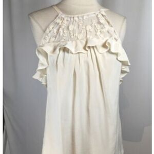 Rebecca Taylor Silk Lace Ruffle Blouse